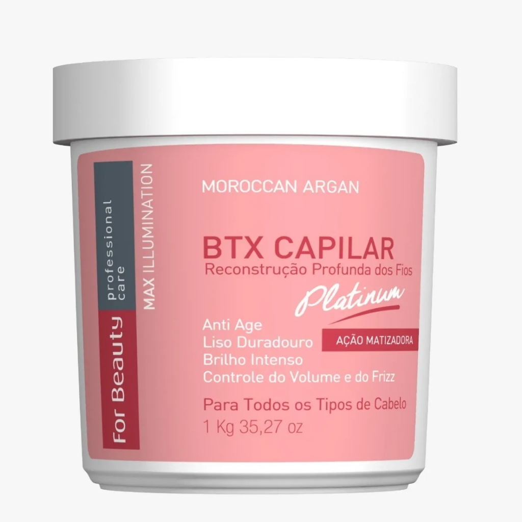 Btx Capilar Argan Platinum Matizada For Beauty 1kg em Oferta na Shopee