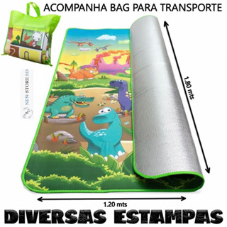 Tapete Atividades Infantil 180x120 Colorido e Térmico com bolsa para transporte