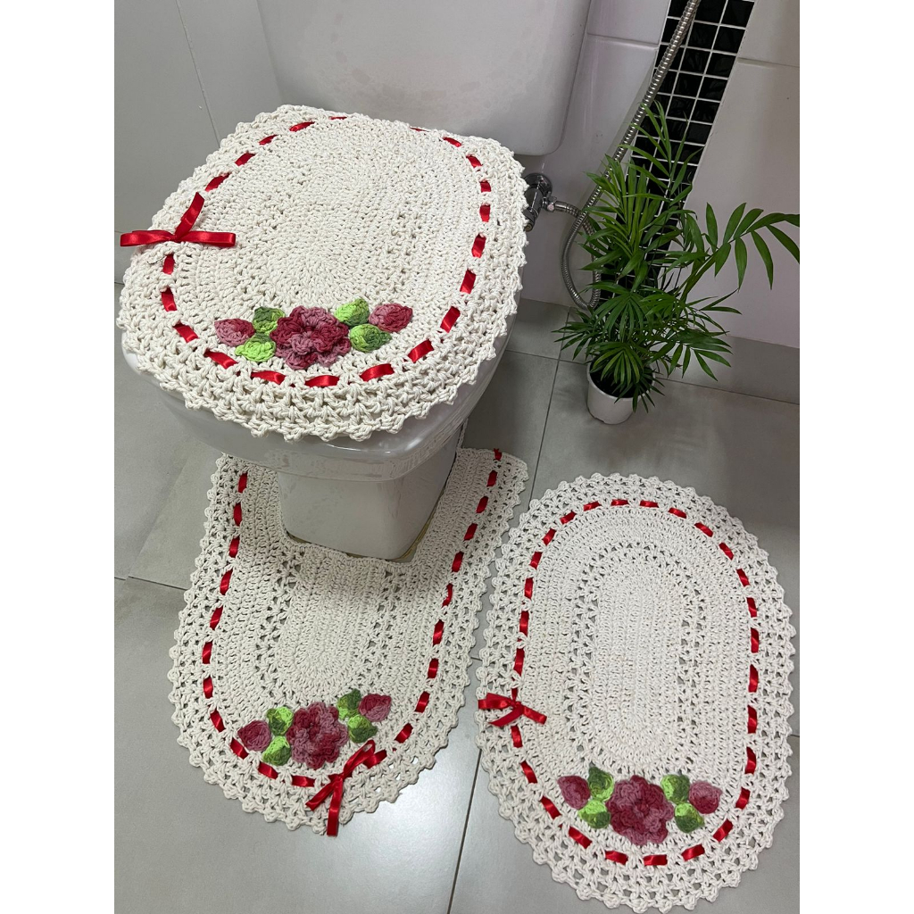 Tapete Crochê Banheiro Flor Império Decor
