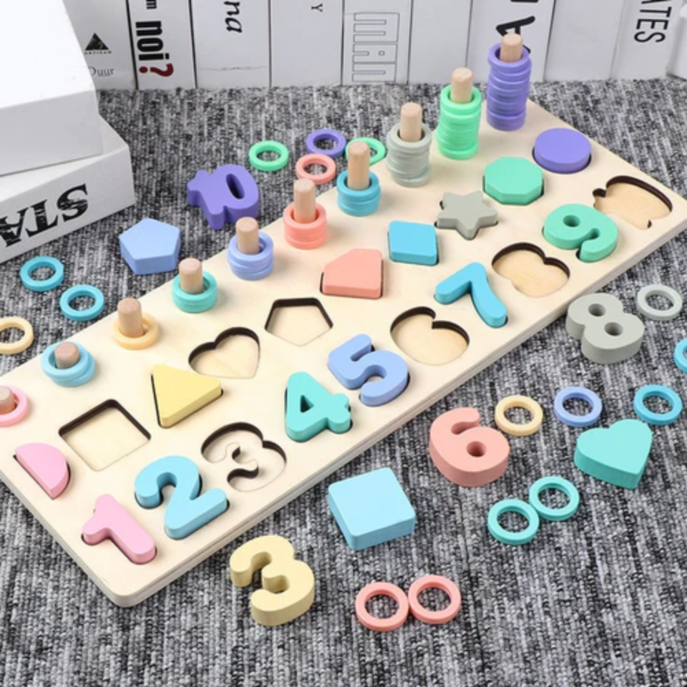 Brinquedo Educativo Montessori Criança Ábaco Madeira Plástico Tabuleiro Cubo Didático Peda...