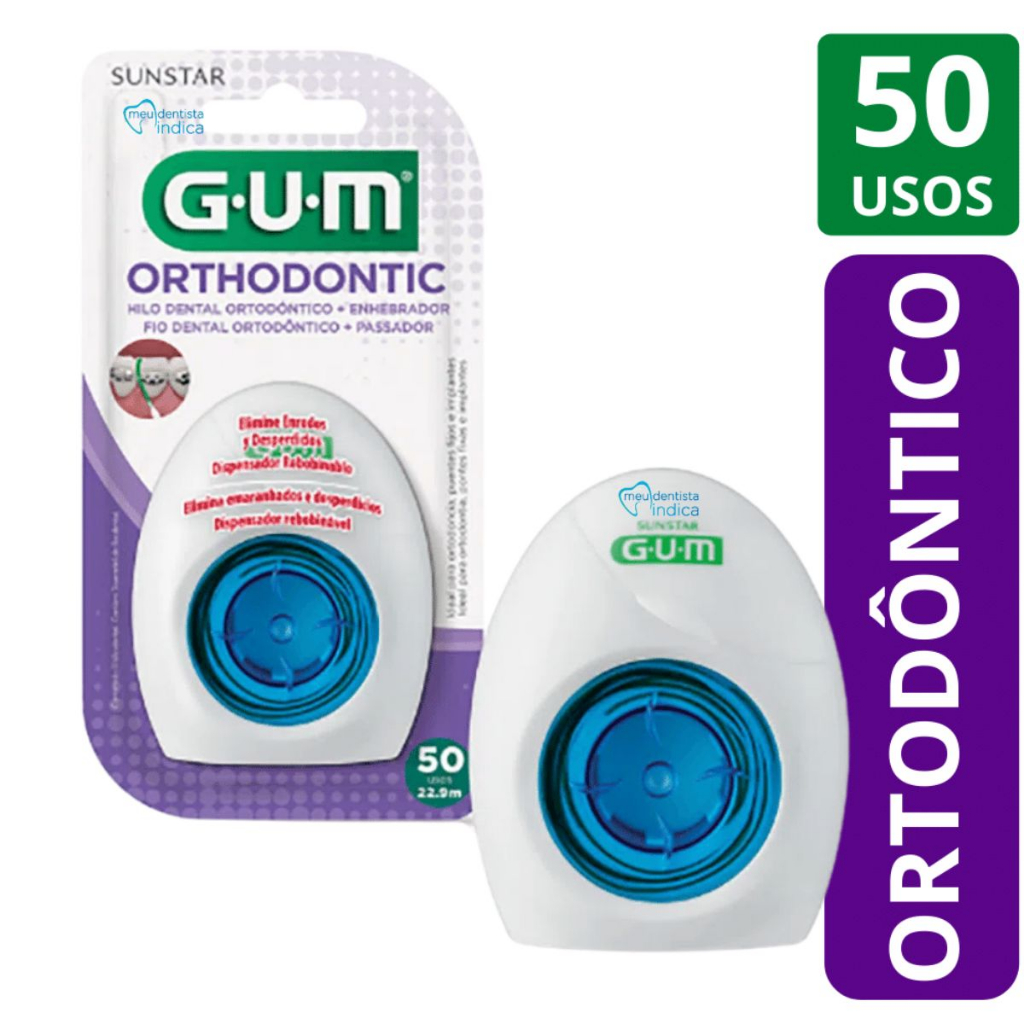 Fio Dental Ortodôntico Rebobinável Com Passador 50 Usos - Gum