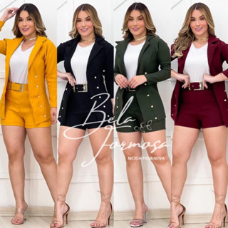 Conjunto Feminino Short e Blazer Elegante Casual Promoção