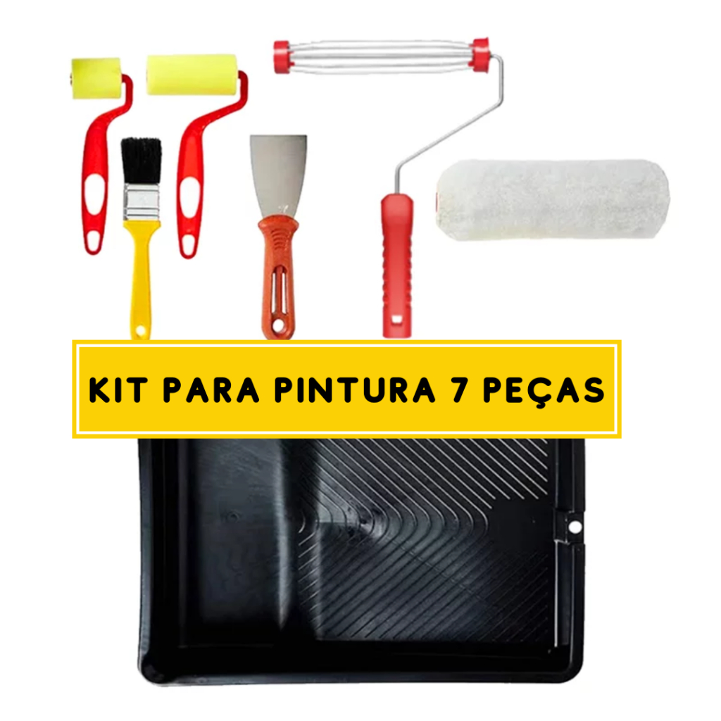 Kit Pintura Parede Completo 7 Peças Atlas Rolo Bandeja Pincel Cabo em Oferta na Shopee
