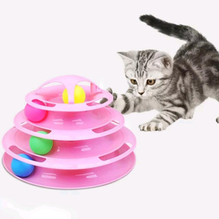 Brinquedo interativo para Gato Torre De 4 Bolinhas Corre Corre