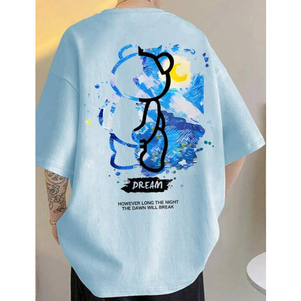 Camiseta Urso Teddy Azul de Costas Moda De Rua Streetwear em Oferta na Shopee