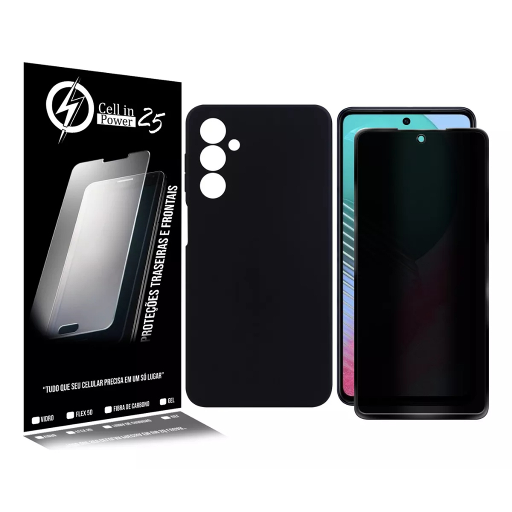 Capa Capinha Case Aveludada + Película Privacidade 3D Samsung Galaxy M54