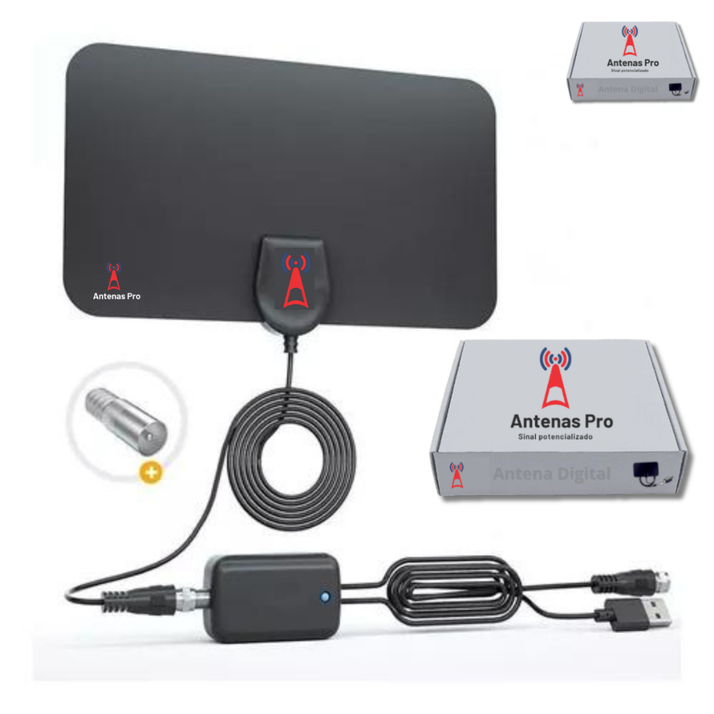 Antena de Tv Digital Interna c/ amplificador full Hdtv 4k Canal Aberto Hd Tv Amplificada UHF/VHF USB