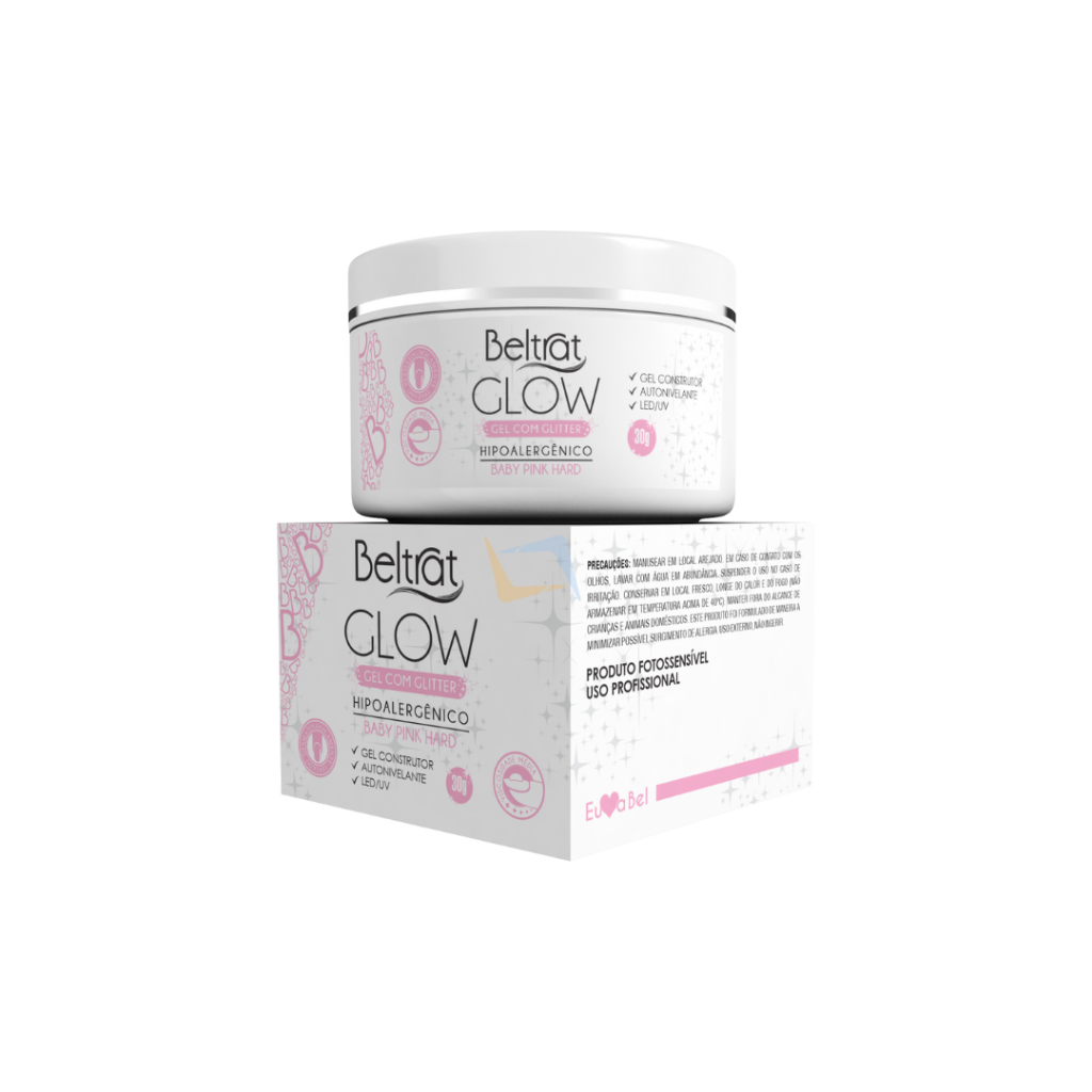 Gel Glow Glitter Baby Pink 30g Beltrat/ Alongamento de Unhas e Nail Art
