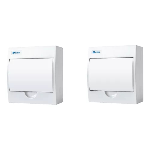 Quadro Distribuição Branco 8 Disjuntores Sobrepor Din 2 Unidades