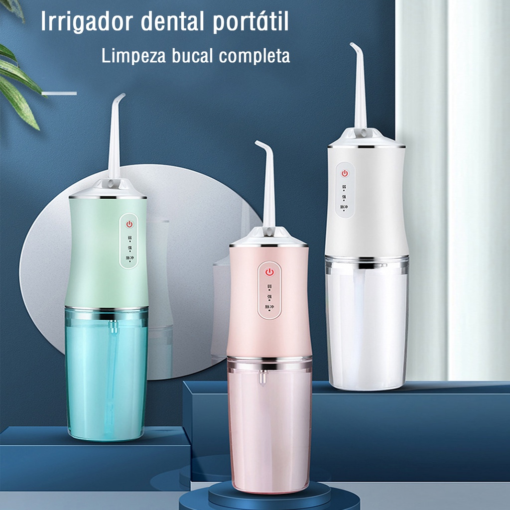 USB Recarregável]Irrigador Oral Fio Dental 220ml Recarregável Portatil com 3 Modos DIY E Dicas limpador de dental Para família ou viagem