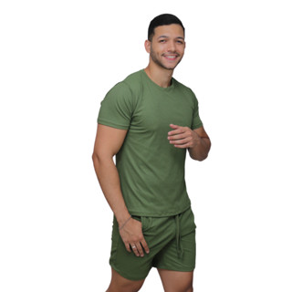 Short Bermuda Verão Mauricinho Mais Camiseta Gola Redonda Conjunto Masculino Promoção Moda Masculina