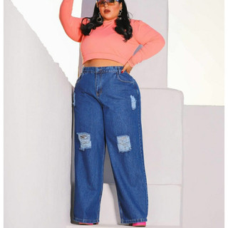 CALÇA JEANS WIDE LEG PLUS SIZE WID LEG PANTALONA 46 AO 56