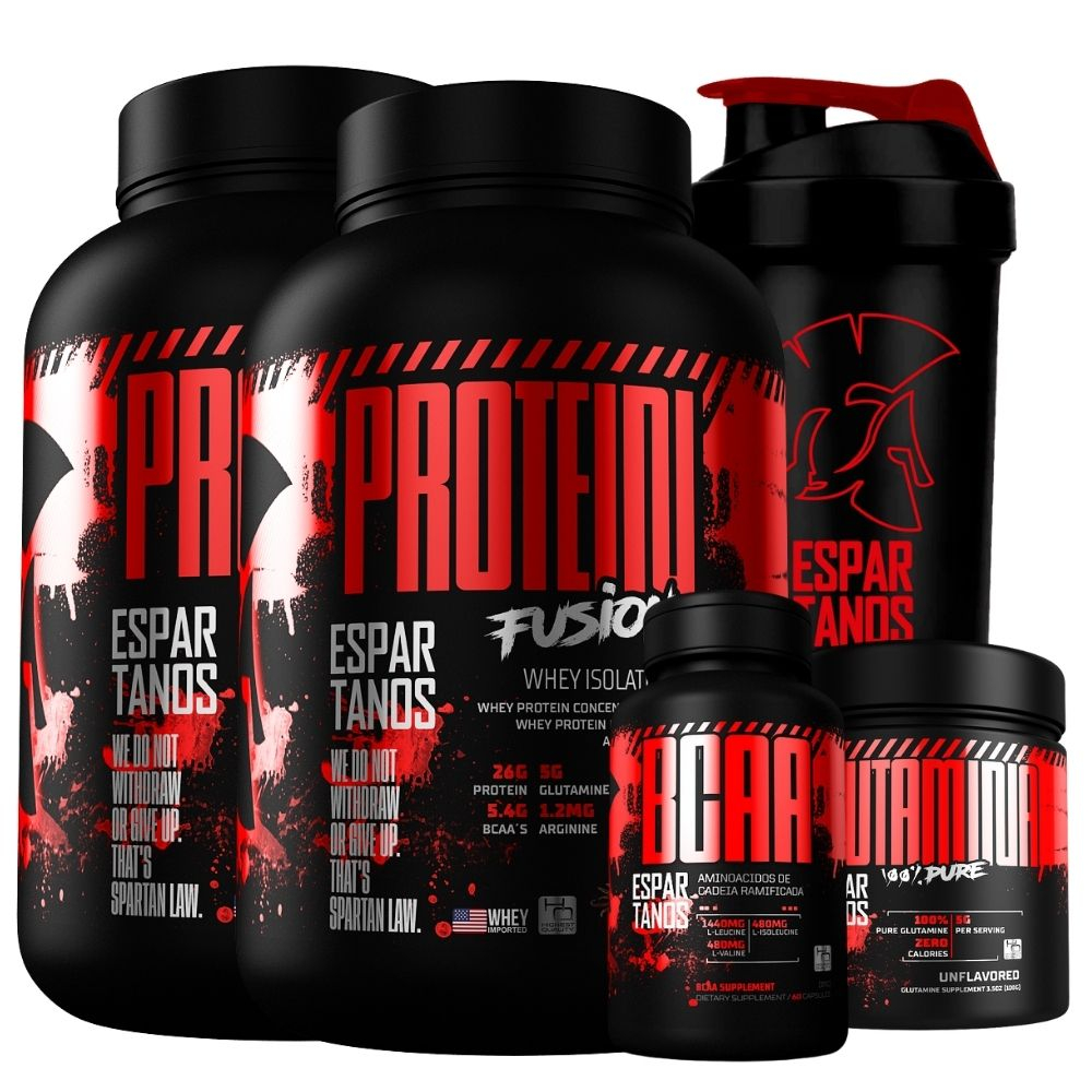 Kit 2x Protein Fusion Whey Isolado + Bcaa + Glutamina + Copo