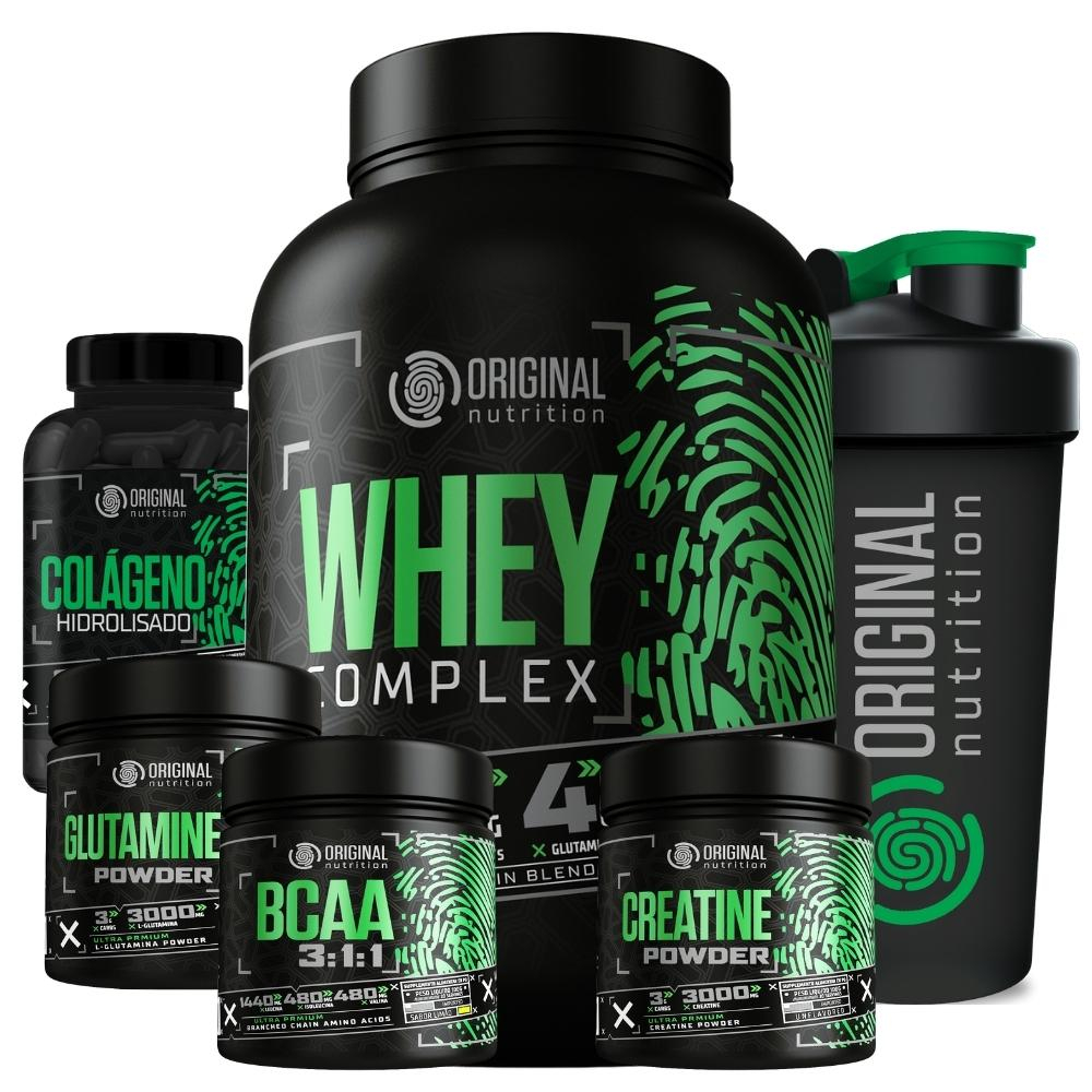 Kit Whey Complex + Bcaa + Gluta + Crea + Colágeno+ Shaker - Health
