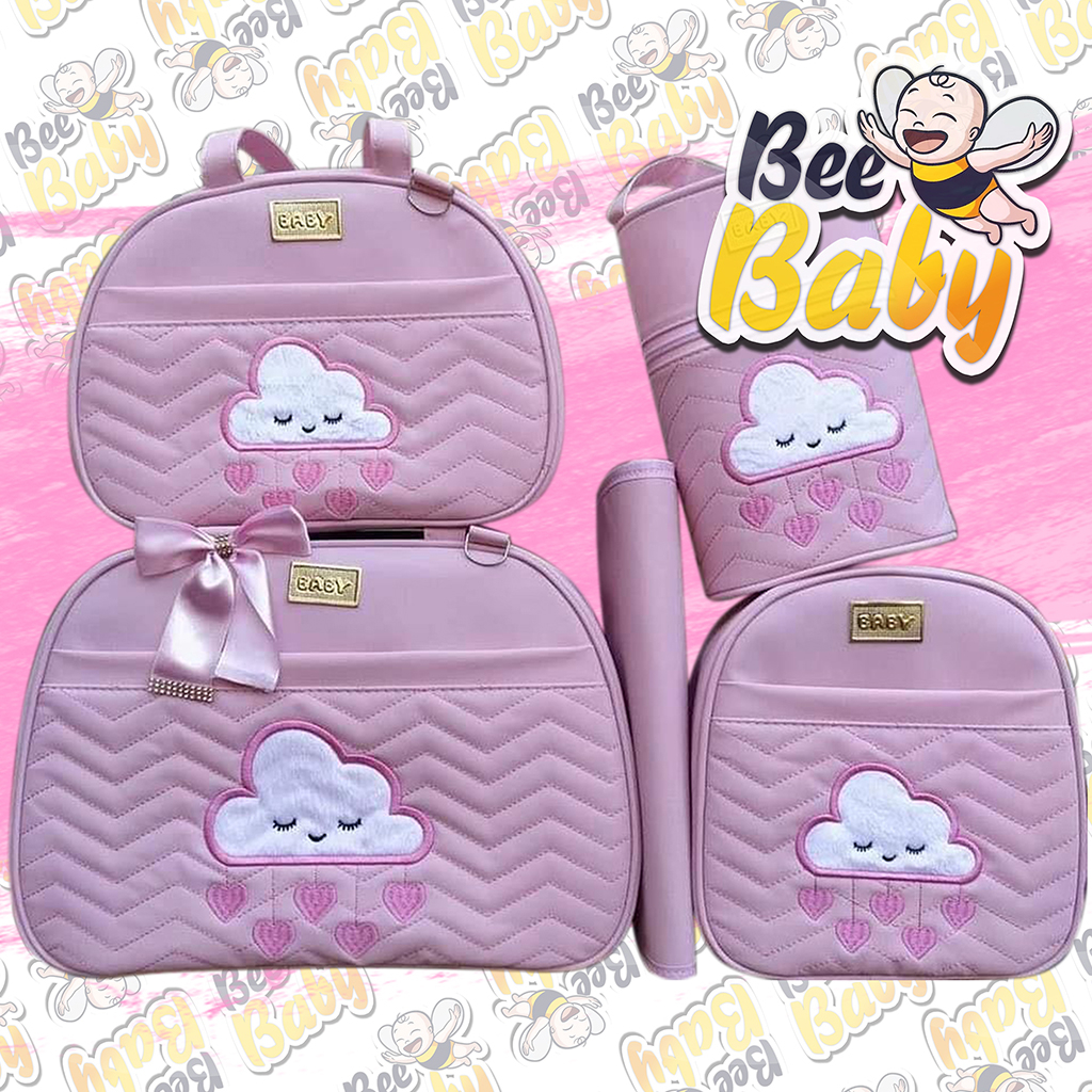 KIT BOLSAS NUVEM 5 PEÇAS / BOLSAS MATERNIDADE MENINO/MENINA