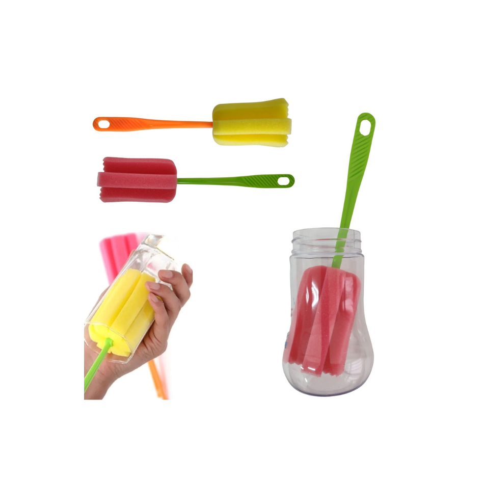 2 Escovas Esponja Lava Copos Garrafa Mamadeira