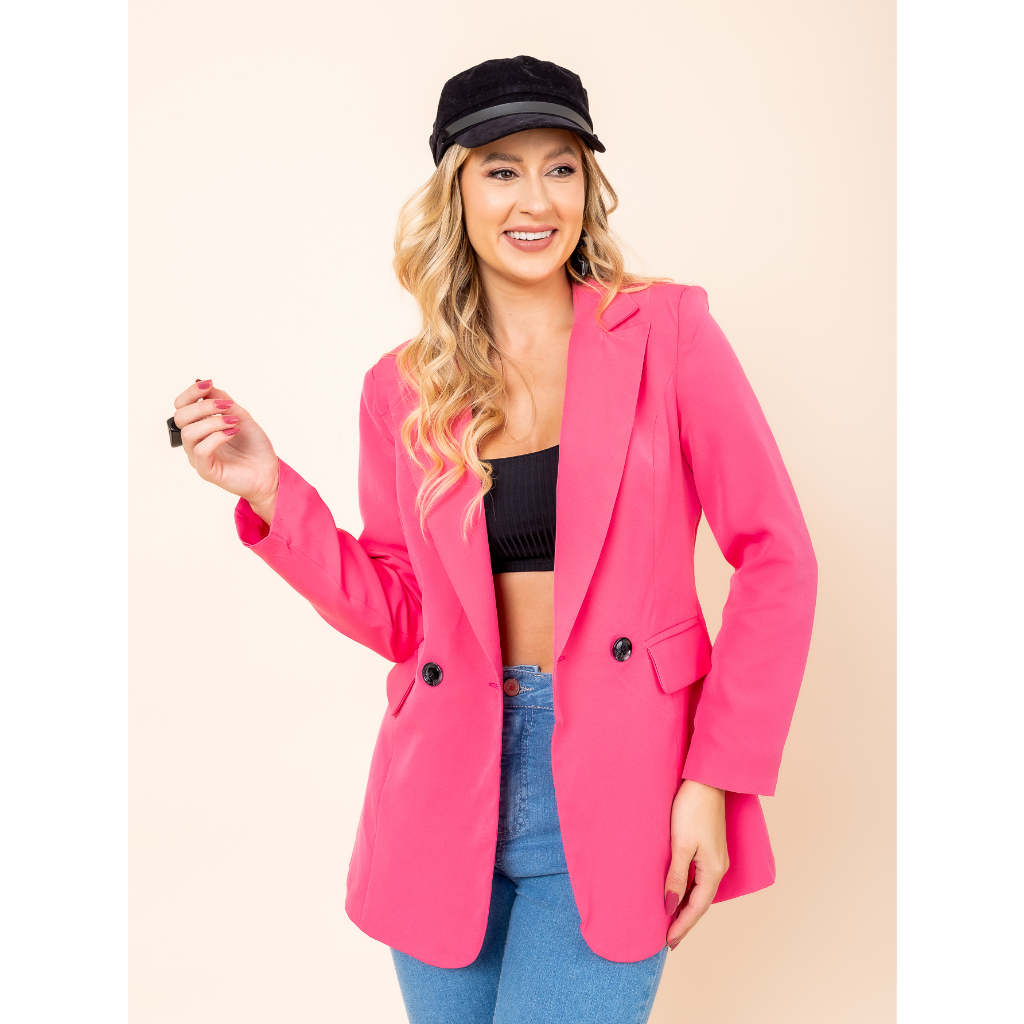 Blazer Feminino de Alfaiataria Premium com Forro Colorido Elegância e Estilo Fashion