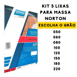 Kit 5 Lixas Massa Para Parede Grão 50 ao 220 Norton - Escolha o Grão
