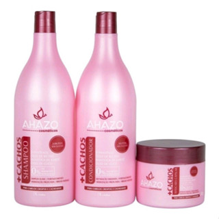 Kit Cachos Shampoo Condicionador e Máscara de Tratamento 500gr Ahazo