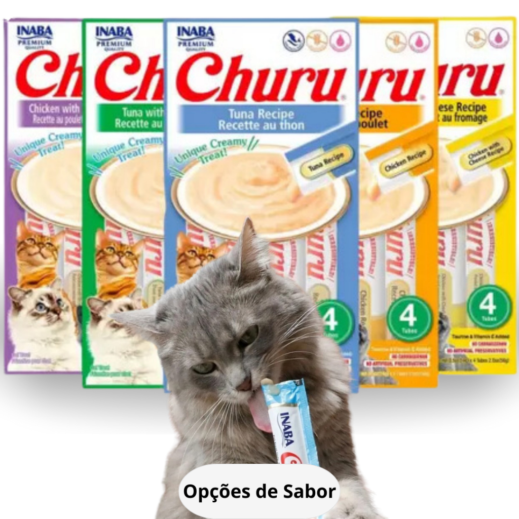 Churu Gatos Petisco Purê Cremoso Com 4 Bisnagas 56g