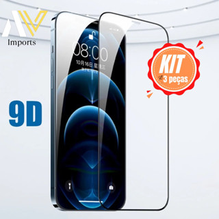 KIT 3 Películas de Vidro 3D/9D IPhone 11 XR 6 7 8 10 12 8plus 13 14 Pro Max