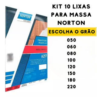 Kit 10 Lixas Massa Para Parede Grão 50 ao 220 Norton - Escolha o Grão em Oferta na Shopee