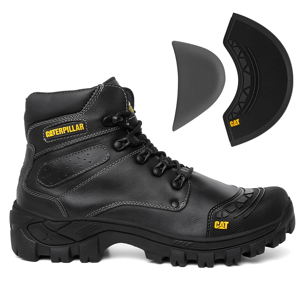 Bota Adventure Cat Com Biqueira Pvc Couro Emborrachado E palmilha Em Gel