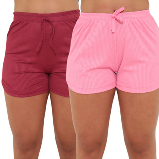 Kit 2 shortinho malha canelada Short pano leve cores variadas Plus size
