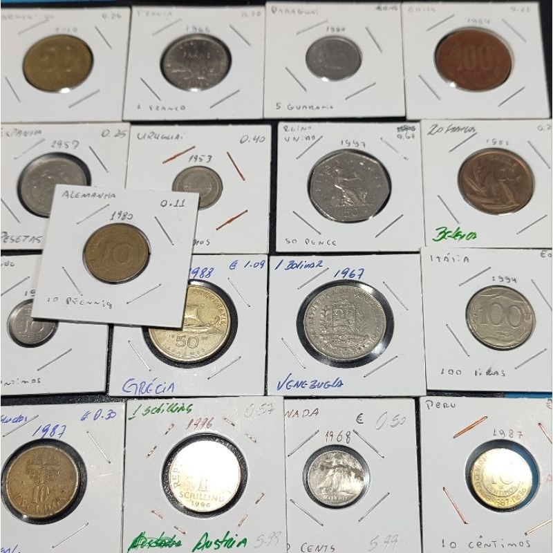 Moeda estrangeiras kit c  pecas 15 paises  diferente obs paises aleatorios