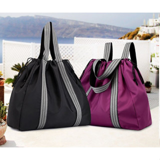 bolsa Mochila com cordão oversized fita listrada decoração8833