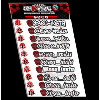 kit 6 adesivos com seu @ Instagram cores personalizados