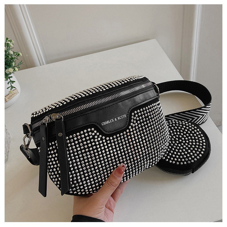 Saco De Cintura Diamante Brilhante Da Moda Casual Viagem Senhoras Peito Tendência Duas Peças em Oferta na Shopee