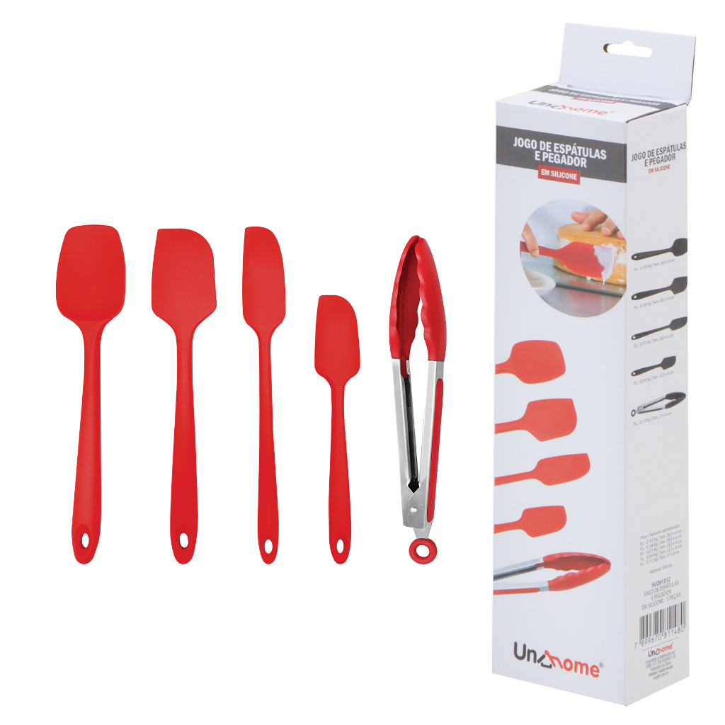 Jogo De Espátulas Pegador De Silicone Utensílios Cozinha Confeiteiro