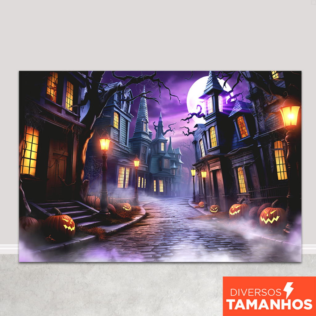Painel Fundo Fotográfico Decoração Halloween Cenário Villa Assombrada Em Tecido Sublimado - FFH-108 em Oferta na Shopee