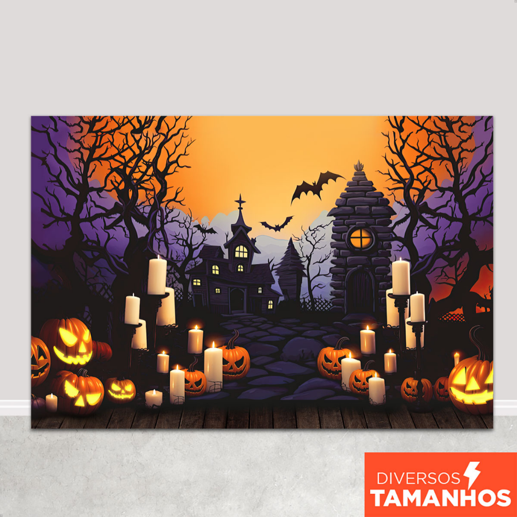 Painel Fundo Fotográfico Halloween Cenário Castelo Assombrado Em Tecido Sublimado Foto- FFH-110 em Oferta na Shopee