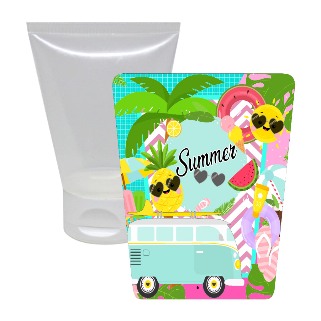 10 Adesivos para Bisnaga 30ml Tropical Summer - Pronto para ser aplicado, Decoração lembrancinhas de Festa Aniversário Praia, Tropical, Festa na Piscina, Pool Party, Frutas, tema Hawai, Tema Praiano.