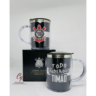 Caneca Térmica Com Tampa 450ml - Corinthians - Produto Licenciado - Mileno