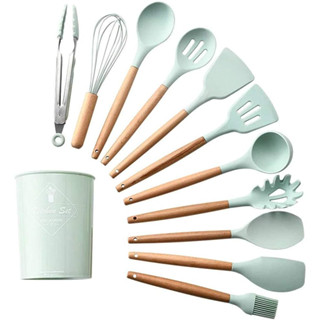 Conjunto Kit de Utensílios de Cozinha de Silicone - 12 peças Jogo Completo para Cozinha