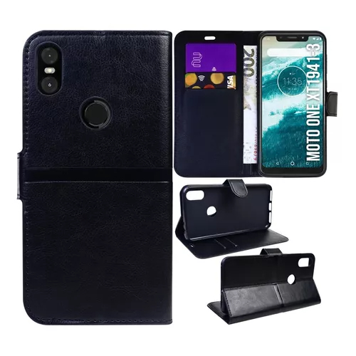 Capa Carteira Couro Flip Case Para Motorola Moto One Xt1941 em Oferta na Shopee