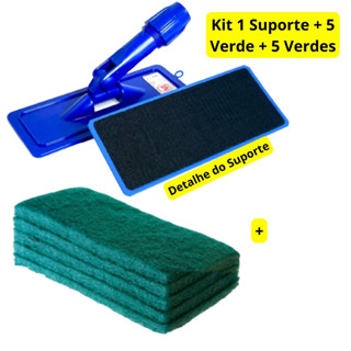 Kit Rodo Pega Fibras Suporte Lt Autocolante Articulado+5 Fibra Verde uso Geral Piso Azulejo Bettanin em Oferta na Shopee