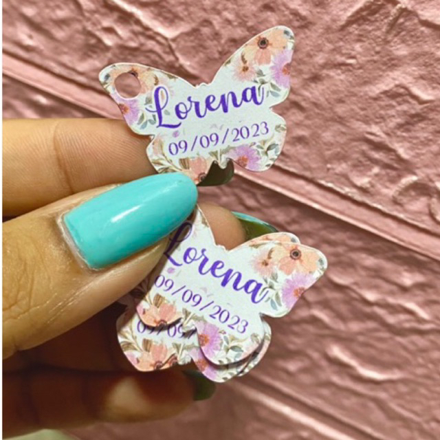 30 Mini tags personalizada formato  Borboleta em Oferta na Shopee