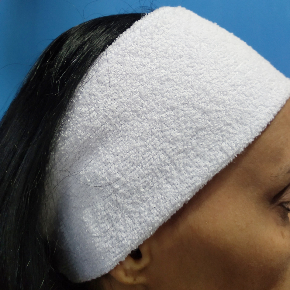 Faixa de Cabelo Tiara Atoalhada Limpeza Facial e Maquiagem  Algodão Branca/ Preta