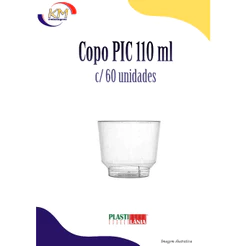 Copo PIC 110 ml c/60 unid. - Plastilânia - mousse, sobremesa