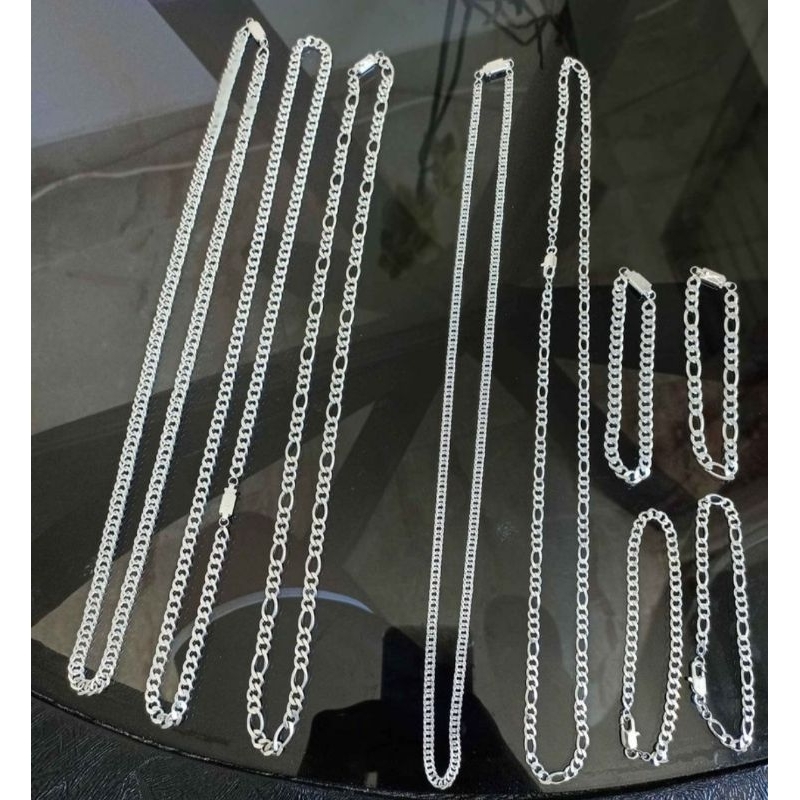 kit 3 corrente + 3 pulseiras banhada prata 925 masculina fecho gaveta