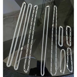 kit 3 corrente + 3 pulseiras banhada prata 925 masculina fecho gaveta