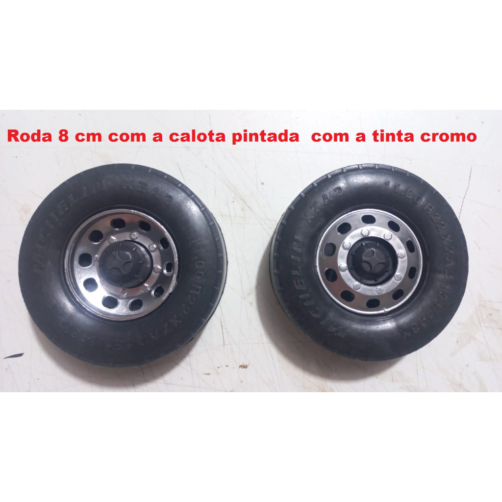 roda 8 cm com a calota pintada com a tinta cromo 12 unidade