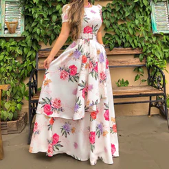 Vestido Longo Todo confeccionado no alfaiataria, manguinha princesa, bolsinhos fofos, zíper atrás com cinto