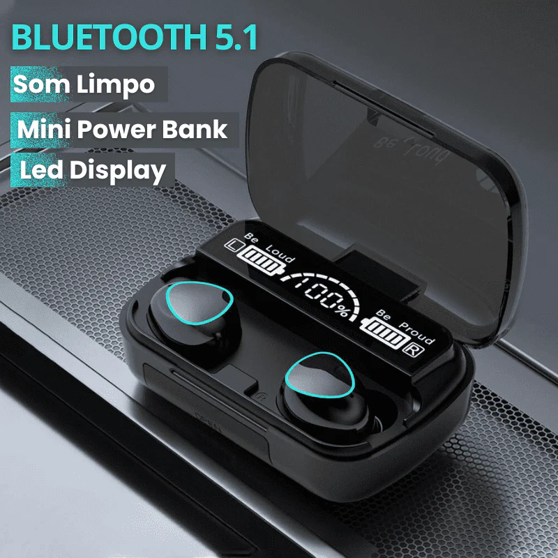 M10 Fone Bluetoth 5.1 SEM FIO, COM MICROFONE E DISPLAY LED, Bateria de ALTA DURAÇÃO