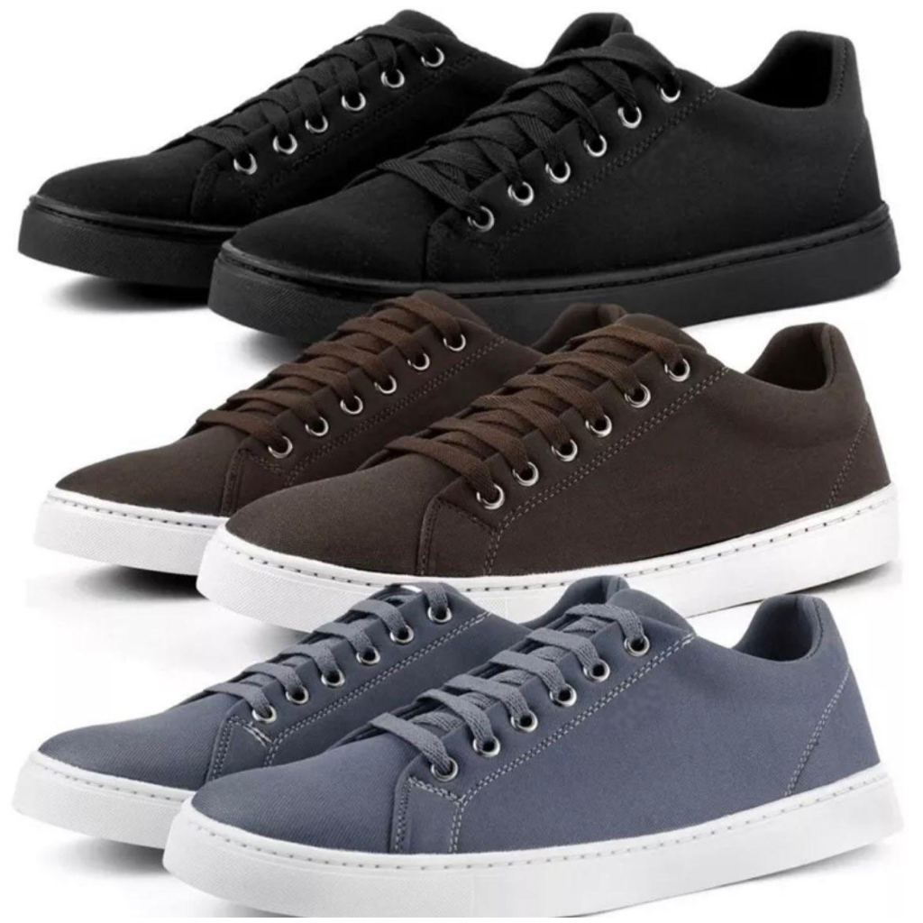 Kit 3 Pares Sapatênis Casual Unissex Tênis Masculino e Feminino Super Leve e Confortável na Promoção
