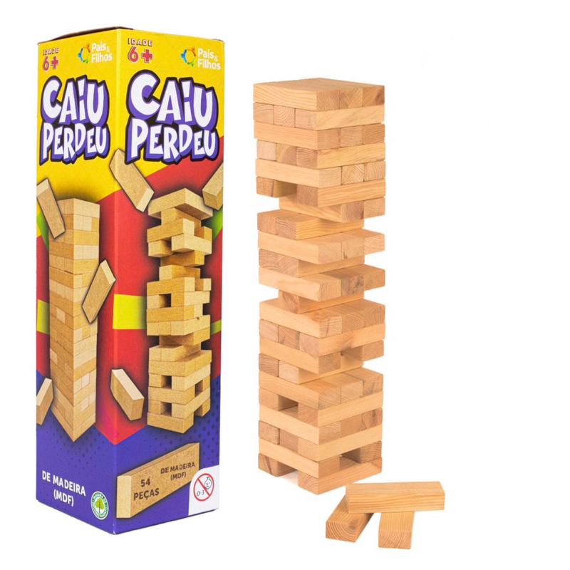 Jogo Madeira Caiu Perdeu Estratégia 54 Peças Kids Crianças Brinquedo Divertido